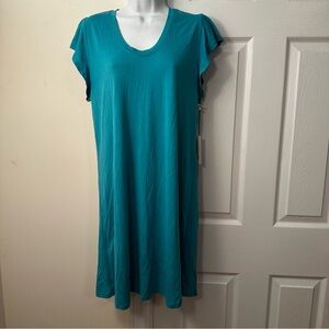 Another Love Teal Short Sleeve Swing Dress